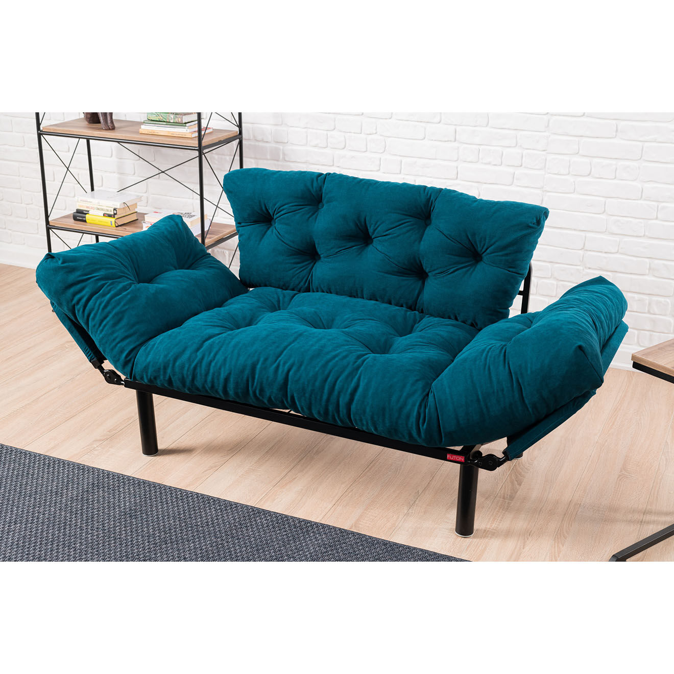 Atelier del Sofa Canapé 2 places convertible Nitta bleu pétrole - 155x85x73 cm