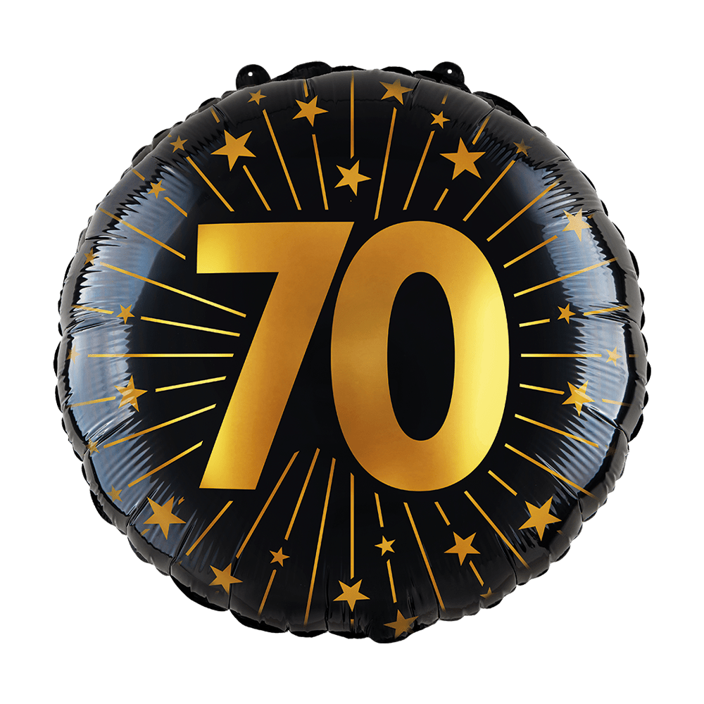 70 Jaar Helium Ballon Zwart Goud Leeg 45cm