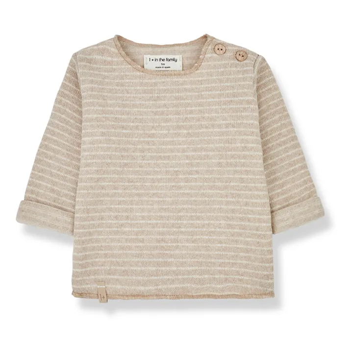1+ in the family T-Shirt Matière Recyclée Rayé Aubin | Beige