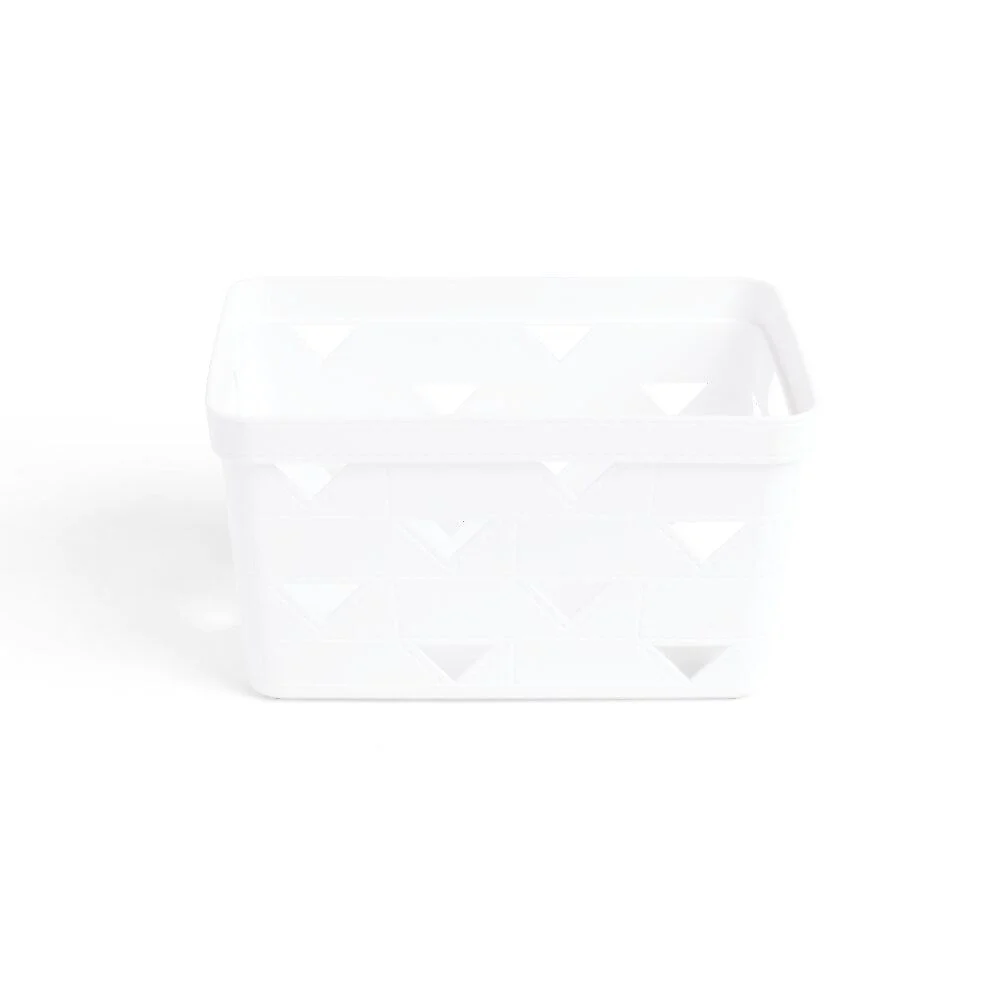Panière de rangement plastique blanc 26x14xH18cm - modèle moyen