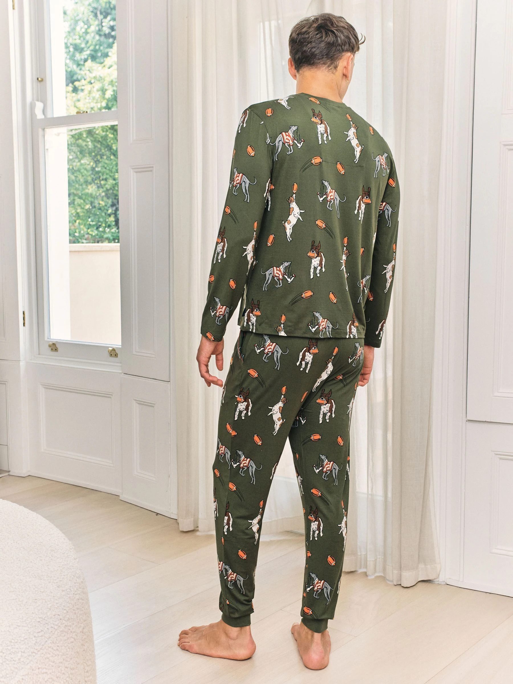 Chelsea Peers Rugby Dogs Print Long Pyjamas Set