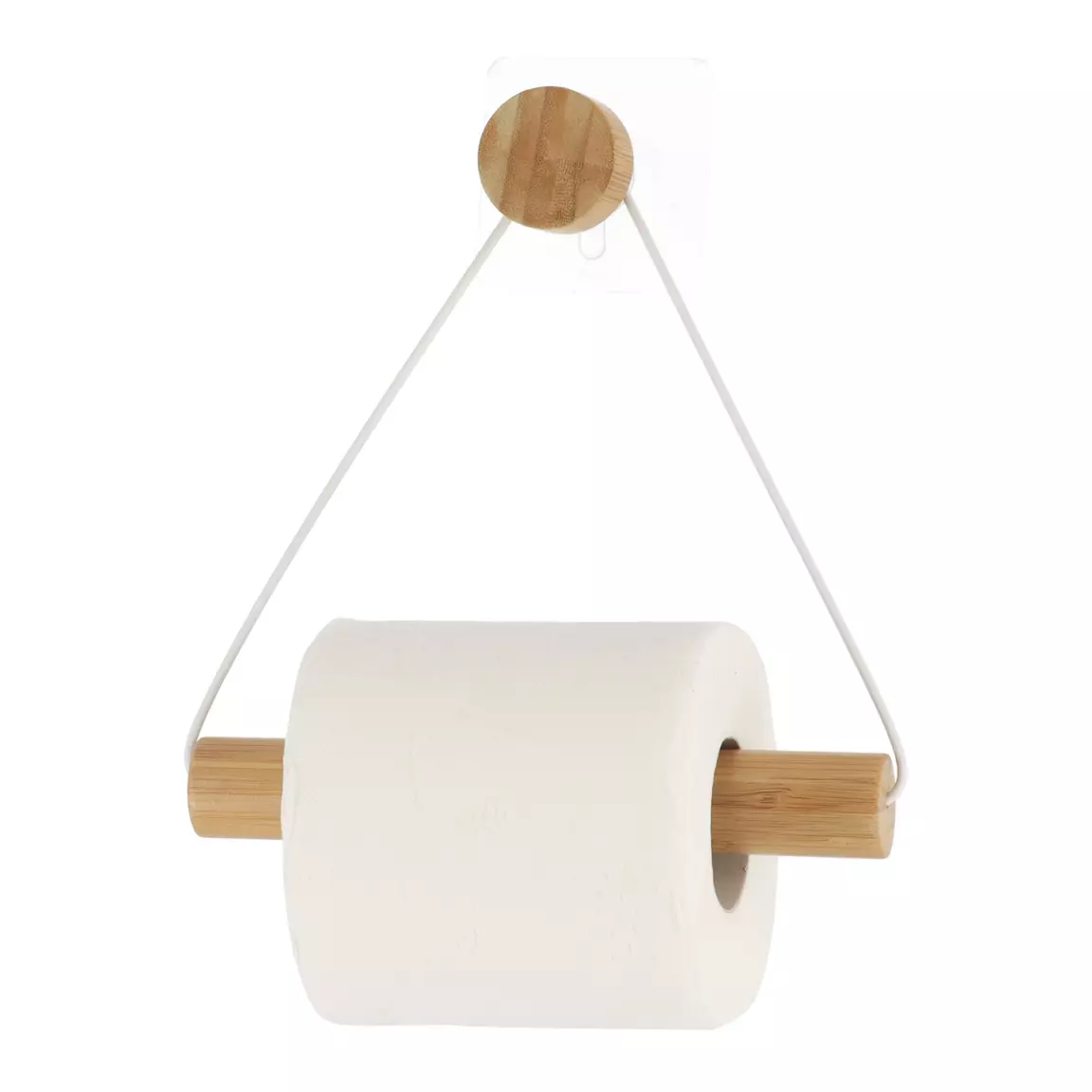 Dérouleur de papier toilette adhésif métal et bambou Easy Chic Blanc