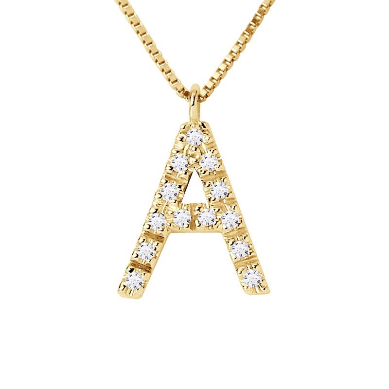 Collier ALPHABET Diamants 0,07 Cts  LETTRE 