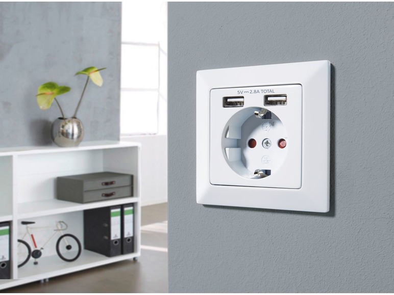 Wandcontactdoos met 2 USB-poorten