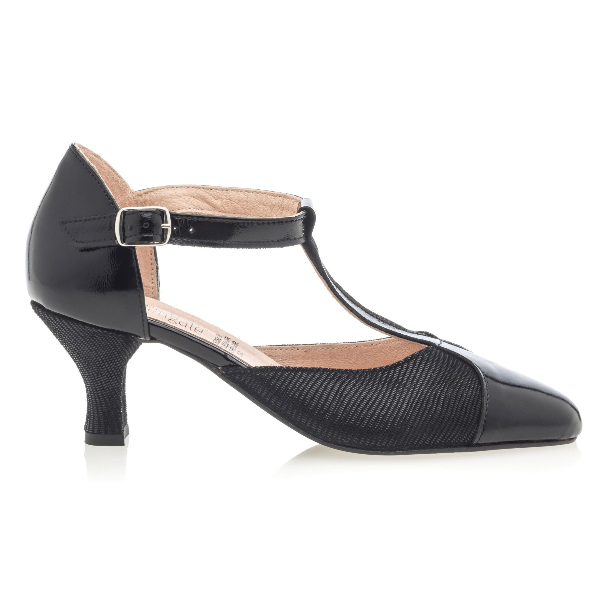 Escarpins quartiers ouverts à talon Femme en cuir noir