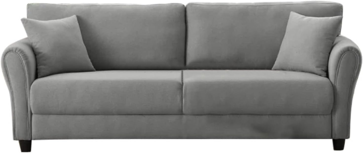 CONCEPT USINE | Canapé Droit en Tissu Effet Lin 4 Places | Lucerne Gris Clair | Design Moderne et Elégant | Confort Luxueux | Coussins Assortis | Dimensions 212 x 78 x 87 cm MY9761650