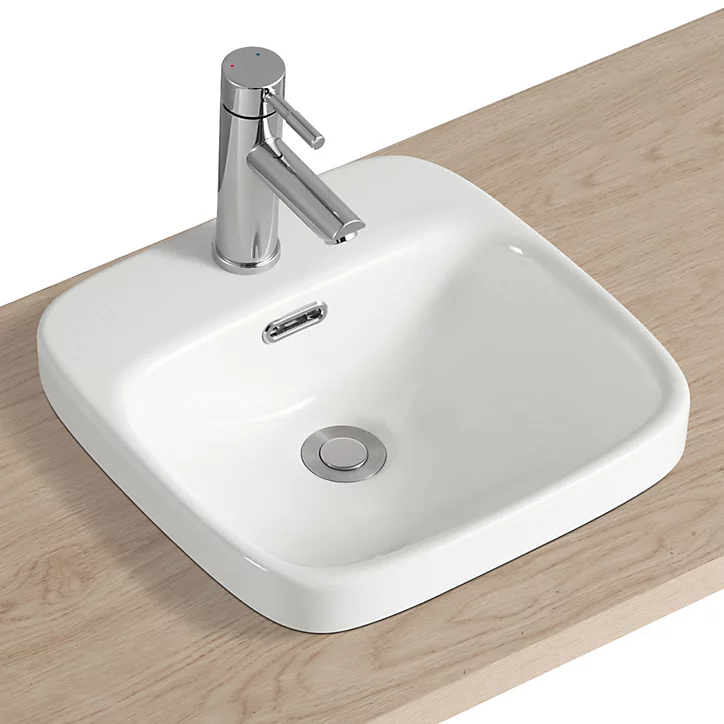 Vasque semi-encastrée carrée céramique blanc Carla