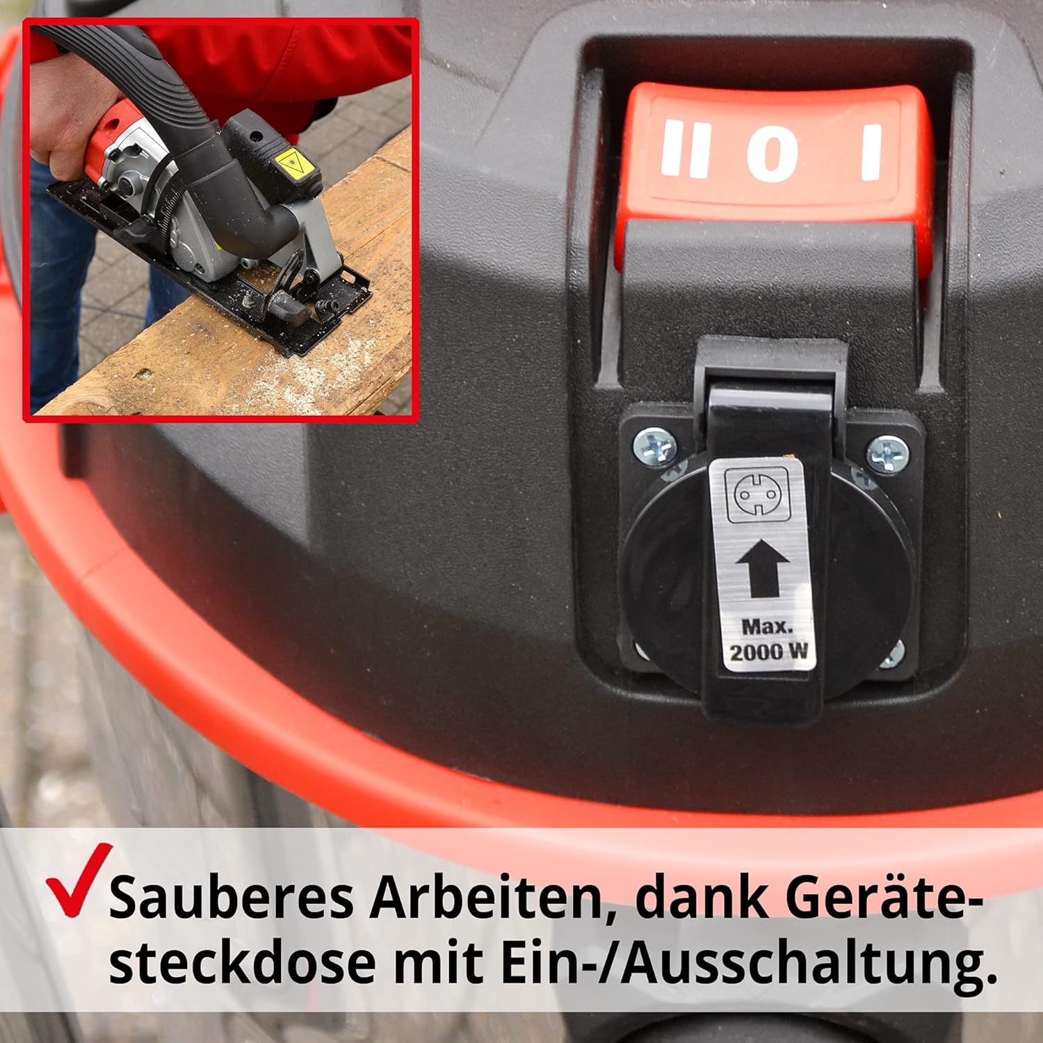 Hecht Nass und Trockensauger – starker Industriestaubsauger mit Steckdose – Einschaltautomatik – 35 Liter Behälter – Blasfunktion – umfangreiches Zubehör – mit & ohne Beutel - Nass Trockensauger