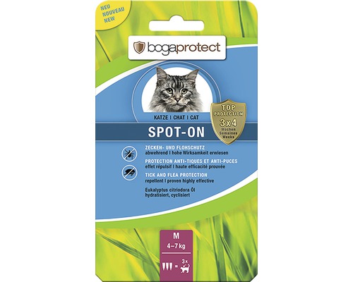 Teken- en vlooienbescherming bogaprotect SPOT-ON voor katten van 4-7 kg, 3 x 1,2 ml