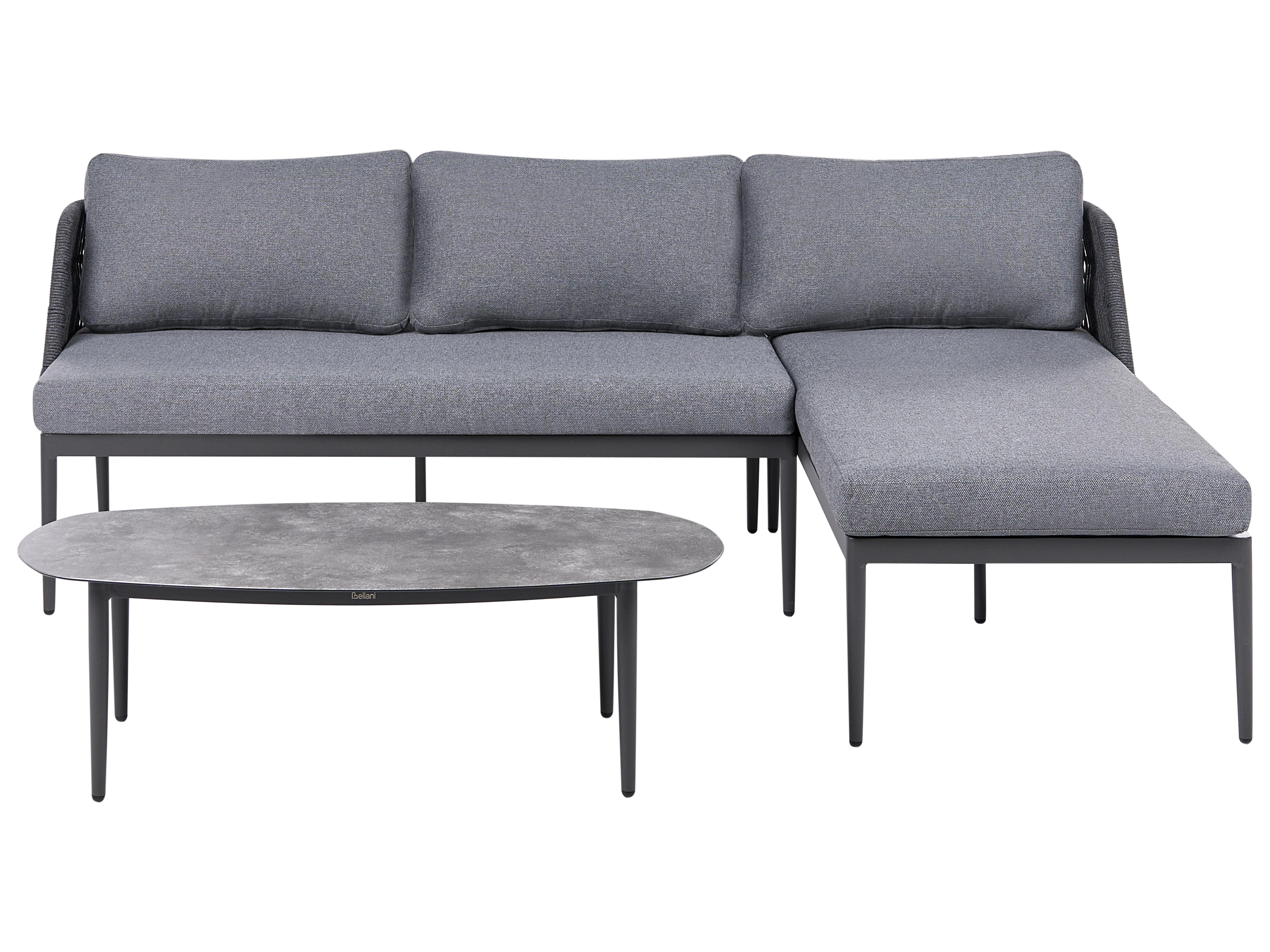 Tuin hoekloungeset met tafel 3-zits LEFFE linkszijdig Metaal Grijs