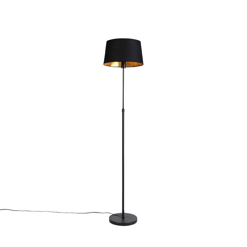 Vloerlamp zwart met zwarte kap 35 cm verstelbaar - Parte