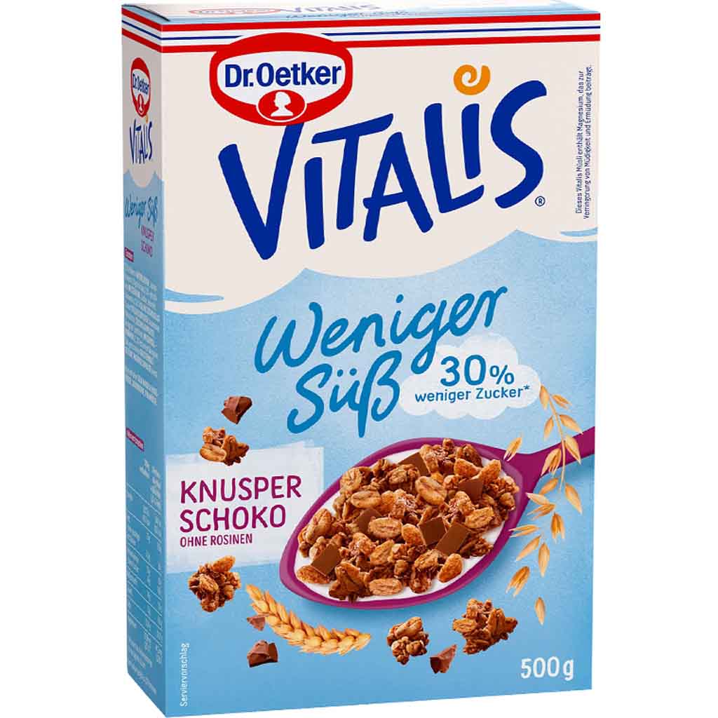 Dr.Oetker VITALIS weniger süß Knusper Schoko 500g MHD:30.10.25