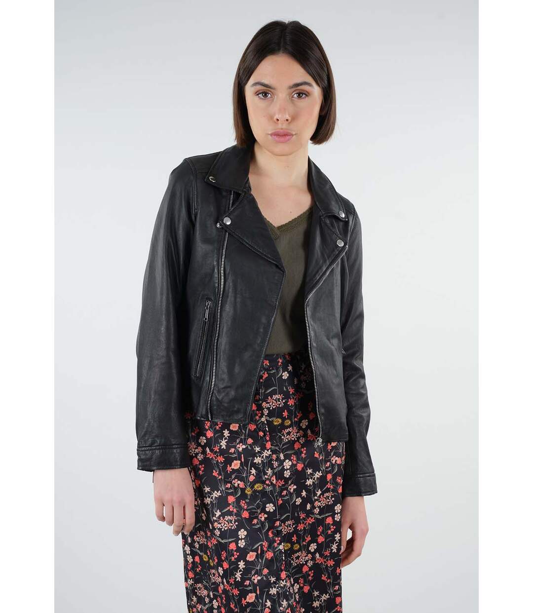 Blouson en cuir style motard NYAH