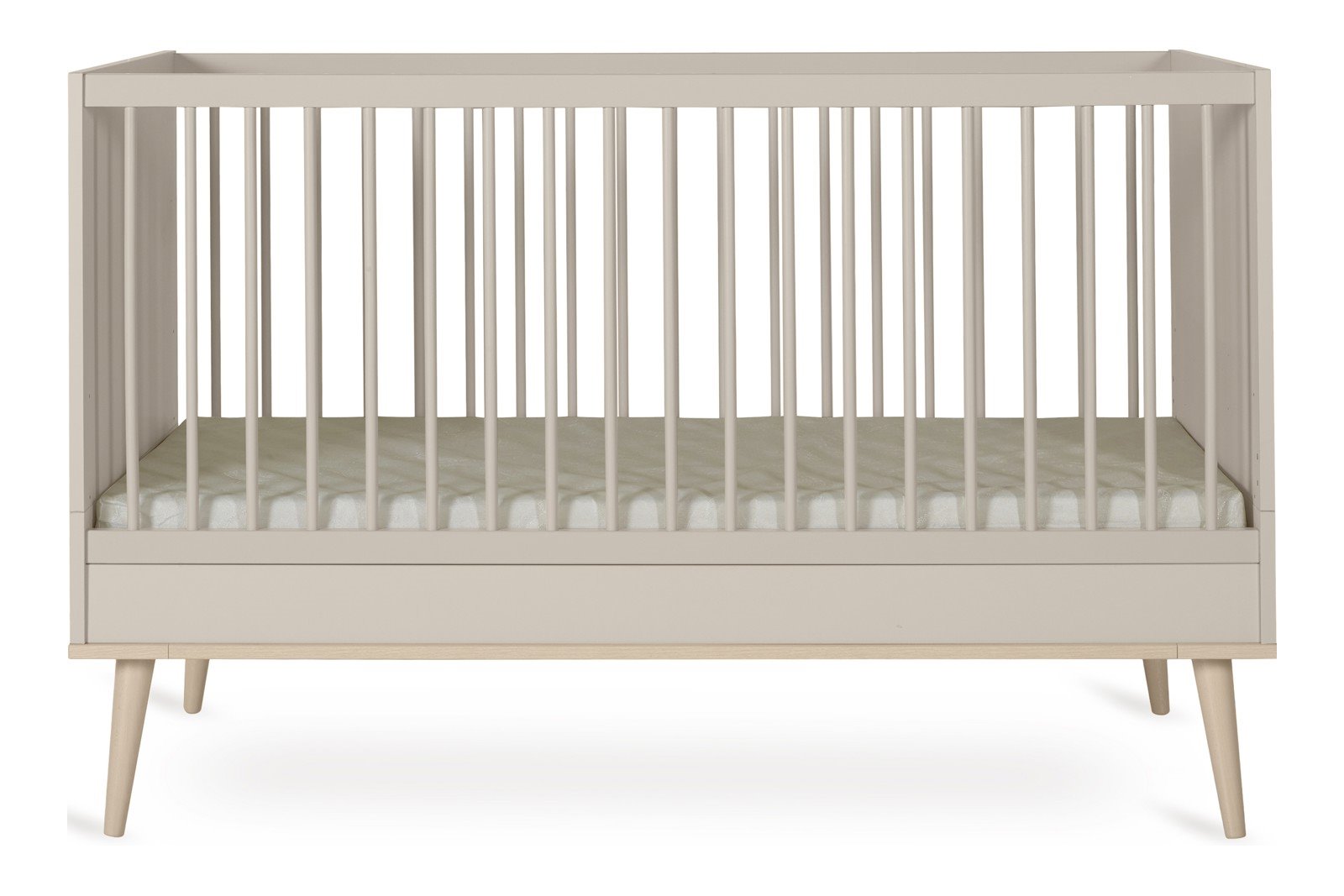 Flow vokseseng Vokseseng i bøk/melamin med justerbar madrasshøyde og avtagbar front. Clay/bøk 70x140 cm. Kombiner med Flow junior kit (selges separat).