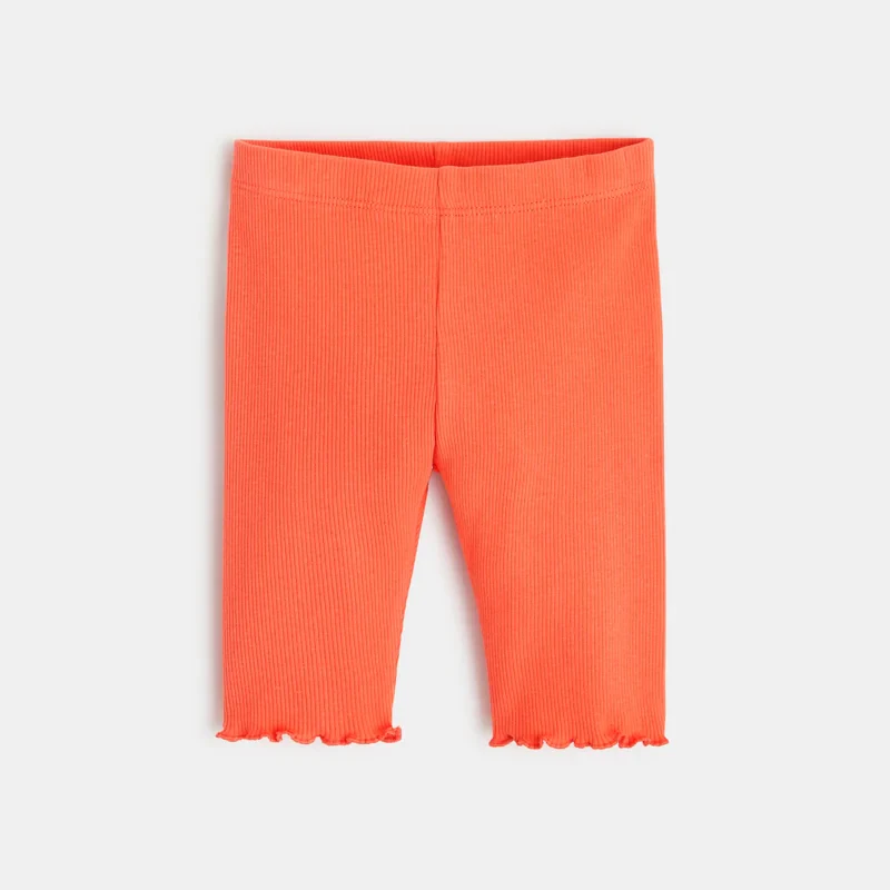 Legging corsaire maille côtelée unie orange bébé fille Orange