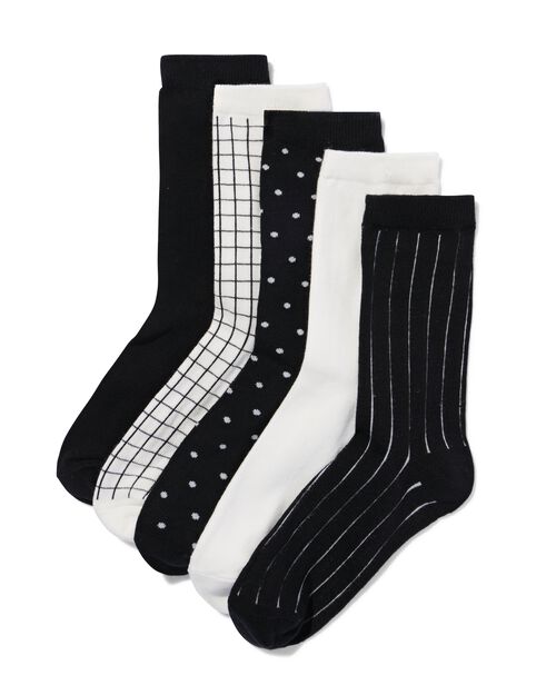 chaussettes avec dessin en coton pour femmes- 5 paires noir