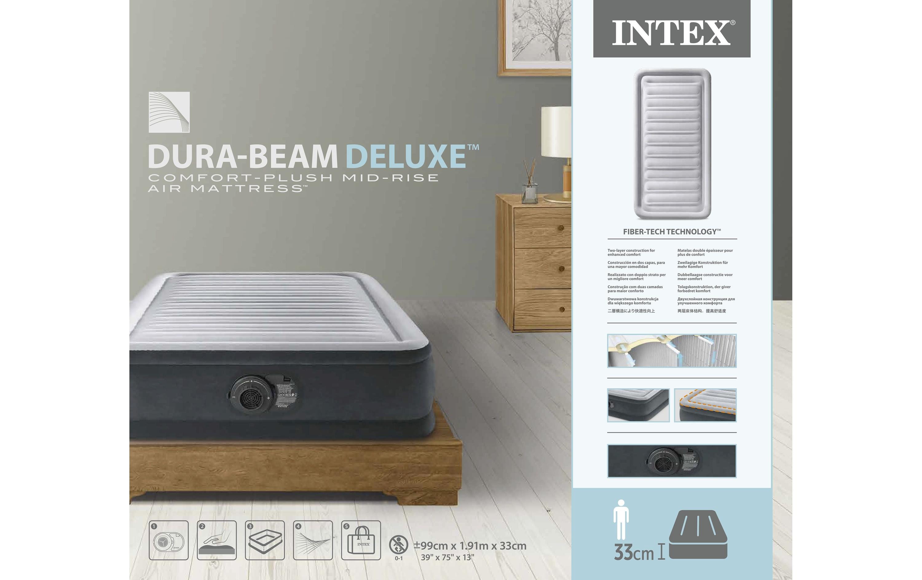 Luftbett Dura Beam Deluxe Twin 99 x 191 x 33 cmLuftbett mit integrierter Pumpe