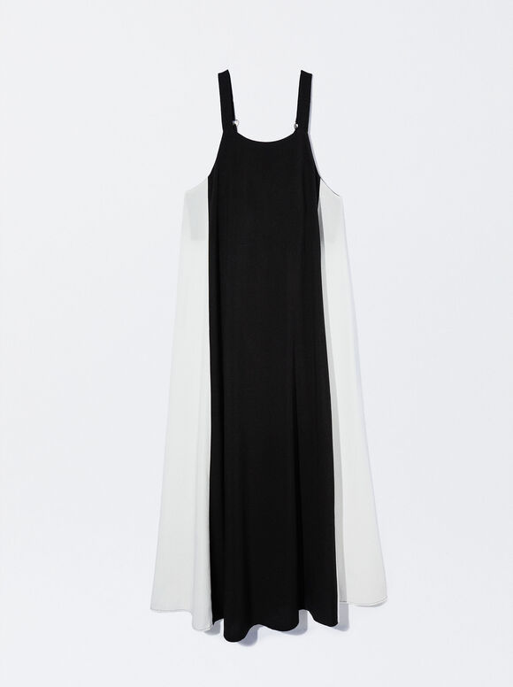 Vestido Maxi Color Block - Preto