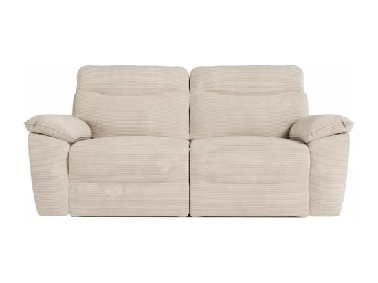 Canapé de relaxation électrique Ross 3 places en velours côtelé - Beige - L200 x P100 x H102cm - Loungitude