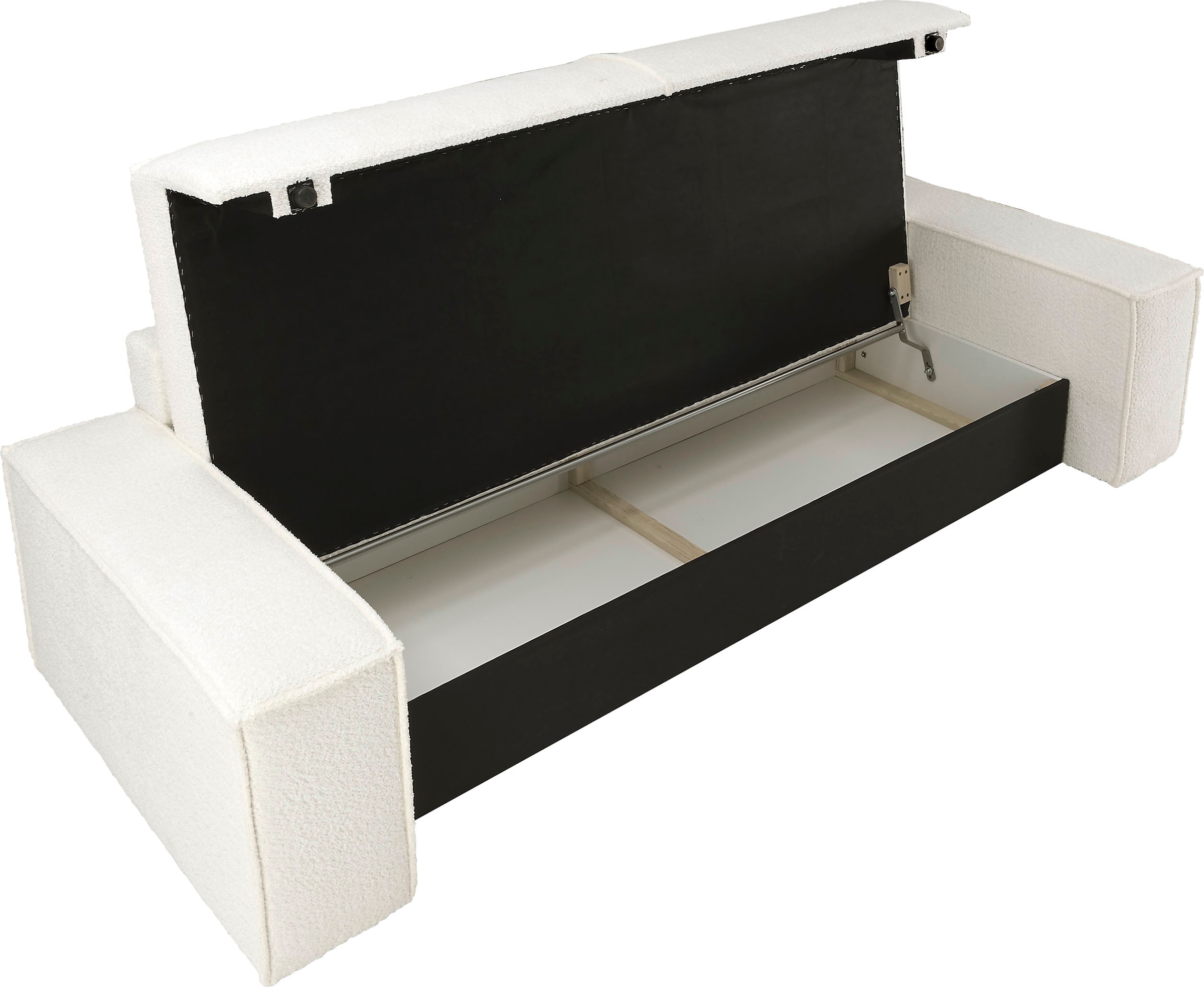 GOODproduct 3-Sitzer »FINNLEY, Schlafsofa 257 cm, Couch mit Schlaffunktion & Bettkasten« verfügbar in den Stoffqualitäten Bouclé, Struktur fein und Mega Cord