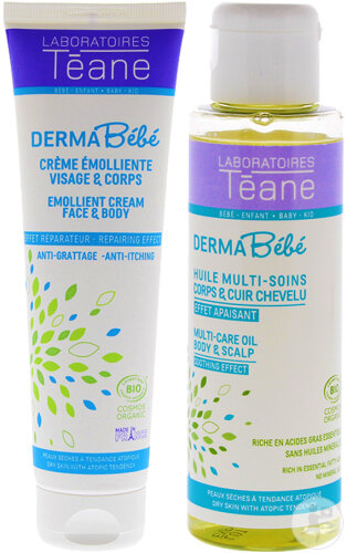 Laboratoires Téane Routine DermaBébé Bio Huile Multi-Soins 100ml + Crème Émolliente 150ml