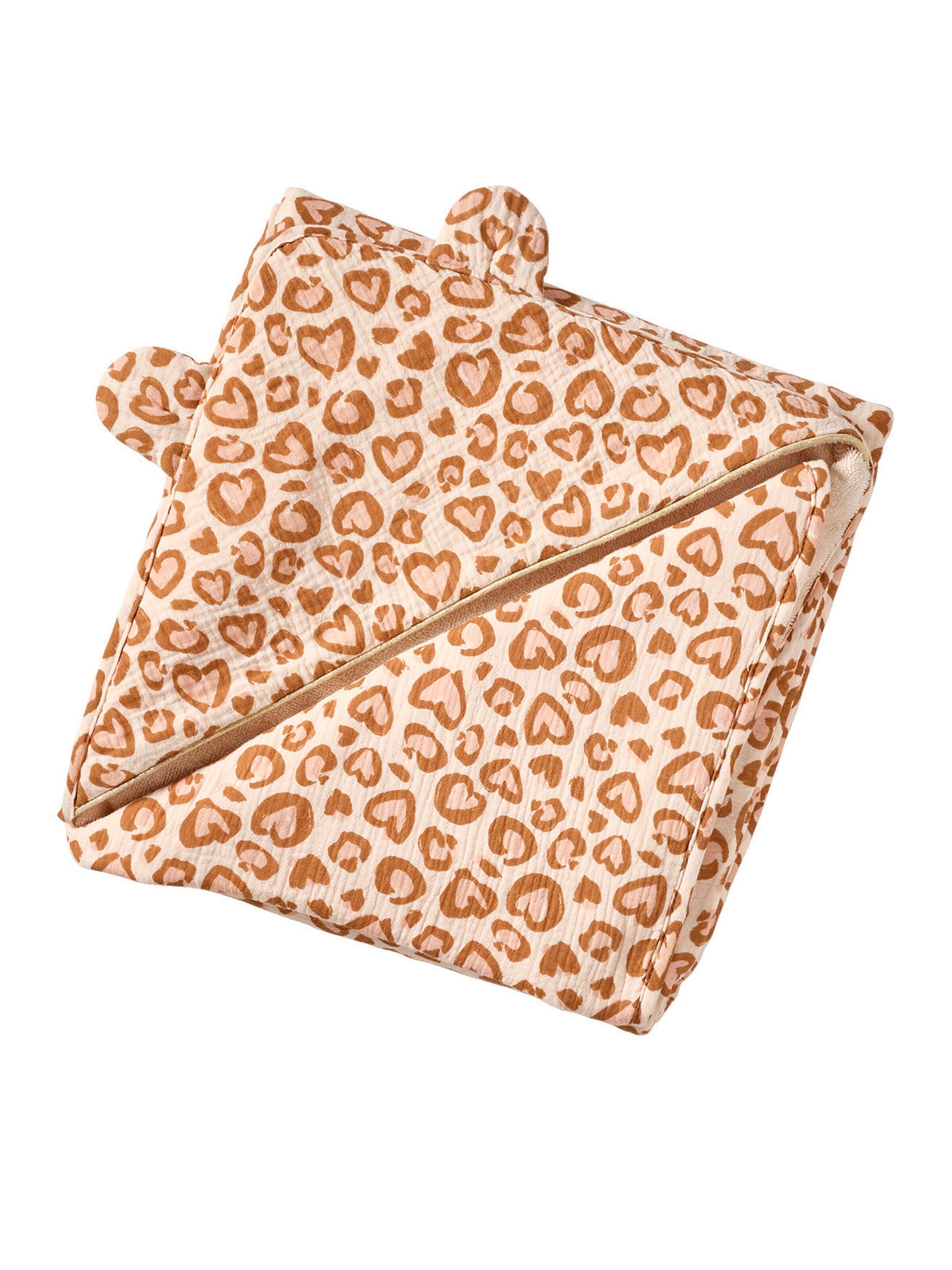 Vertbaudet Baby Badecape LOVELY LEO aus Musselin hellbraun