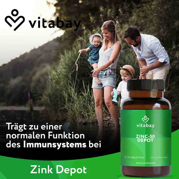 Zink 50 Depot Zinkgluconat vegan hochdosiert Tabletten , 250 St