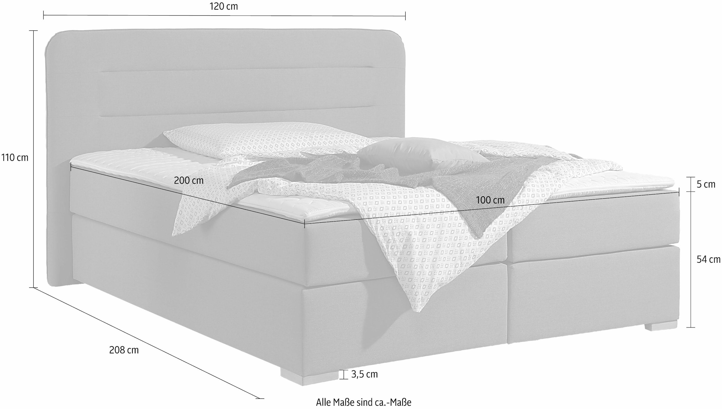 Home affaire Boxspringbett »Manchester« 5 Breiten, 3 Ausführungen, 2 Härtegraden, Topper, Steppung