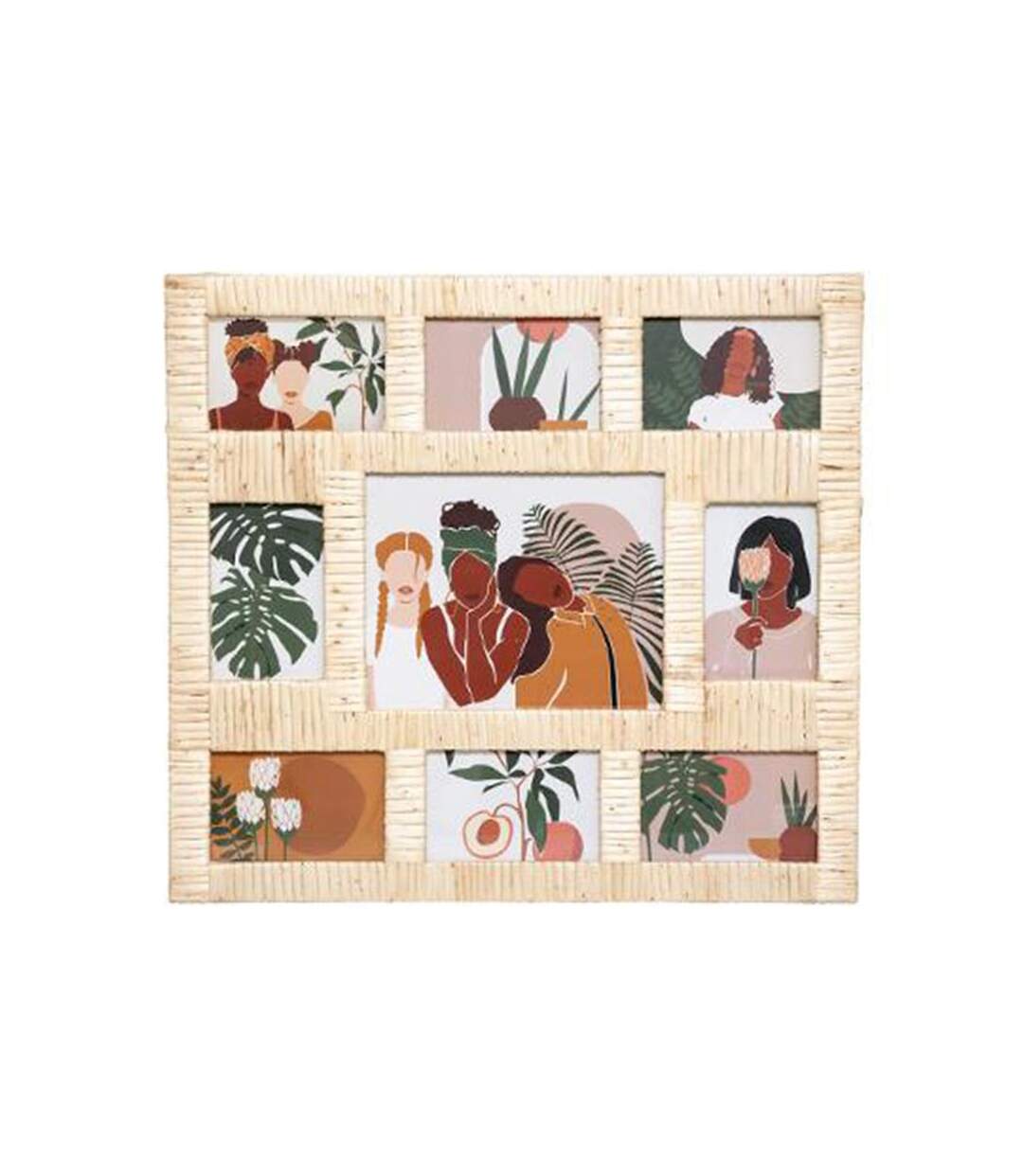 Pêle-Mêle 9 Photos Déco Rotin 54cm Beige