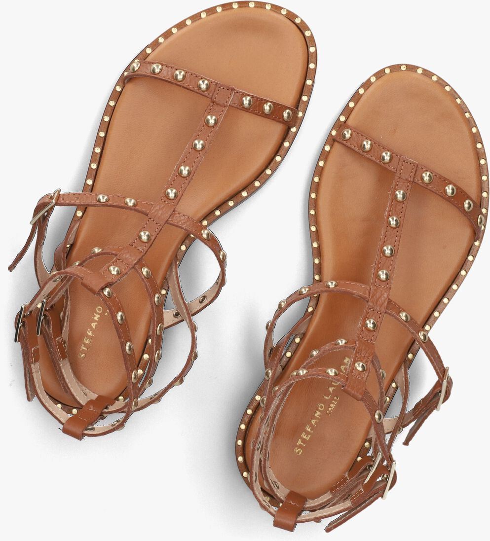 cognac stefano lauran platte sandalen 24202