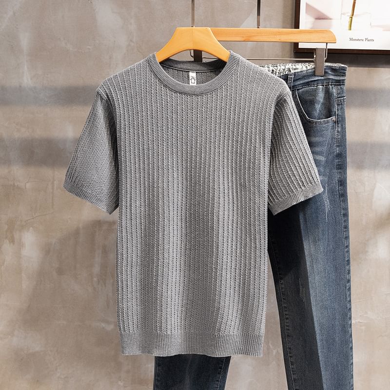 Hushgrain - Geribbelde top met korte mouwen en ronde hals