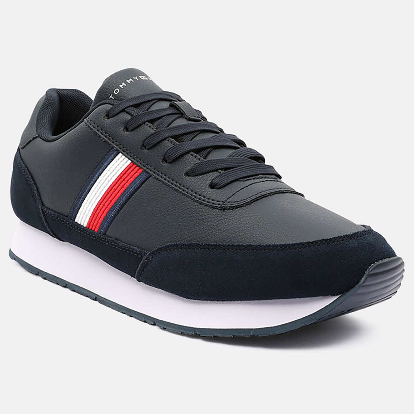 Tommy Hilfiger Baskets running en Cuir Corporate bleu marine