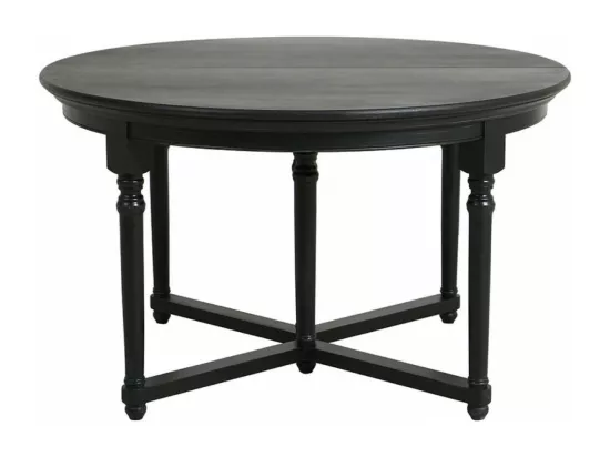 Table Ronde Extensible 6 Pieds Bois-MDF Noir - Harmonie Interior's
