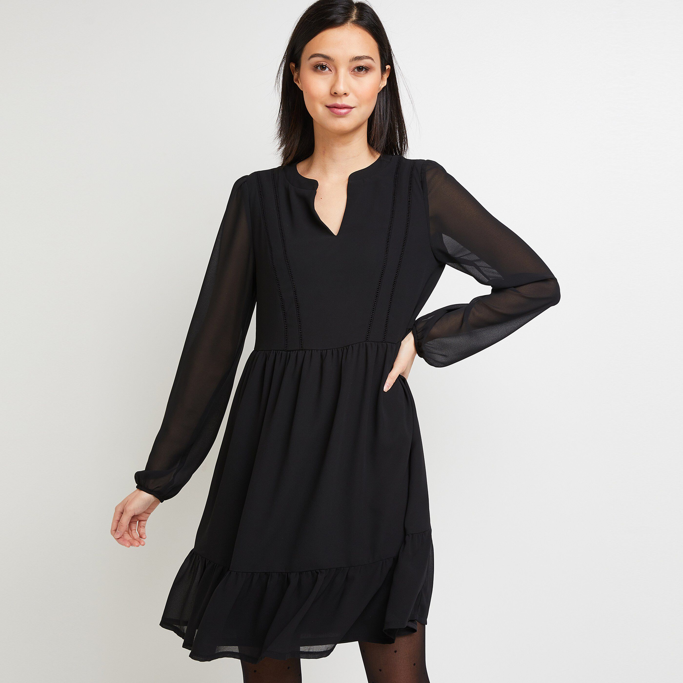 Robe noir avec jeu de transparence - NOIR
