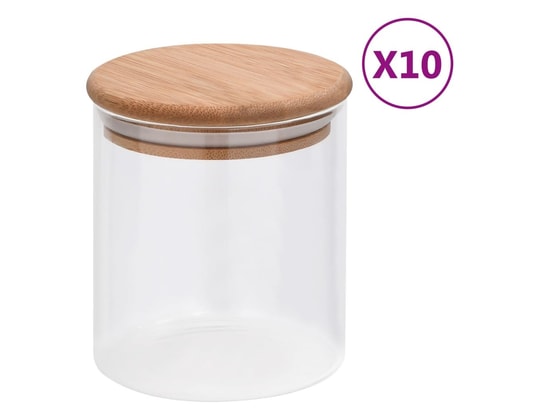VIDAXL - Boîte alimentaire Pots de conservation en verre couvercle en bambou 10 pcs 60...