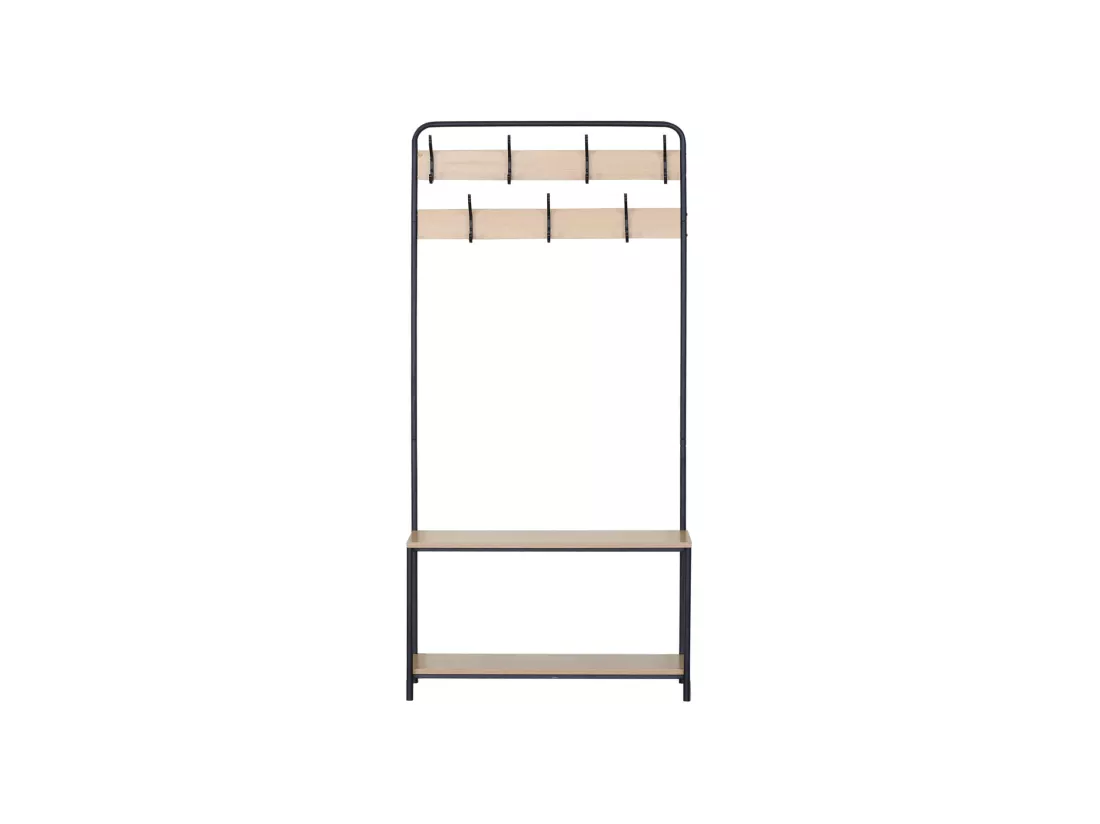 Cintre Meuble à Chaussures MDF Métal avec 2 Etagères 7 Crochets pour Entrées