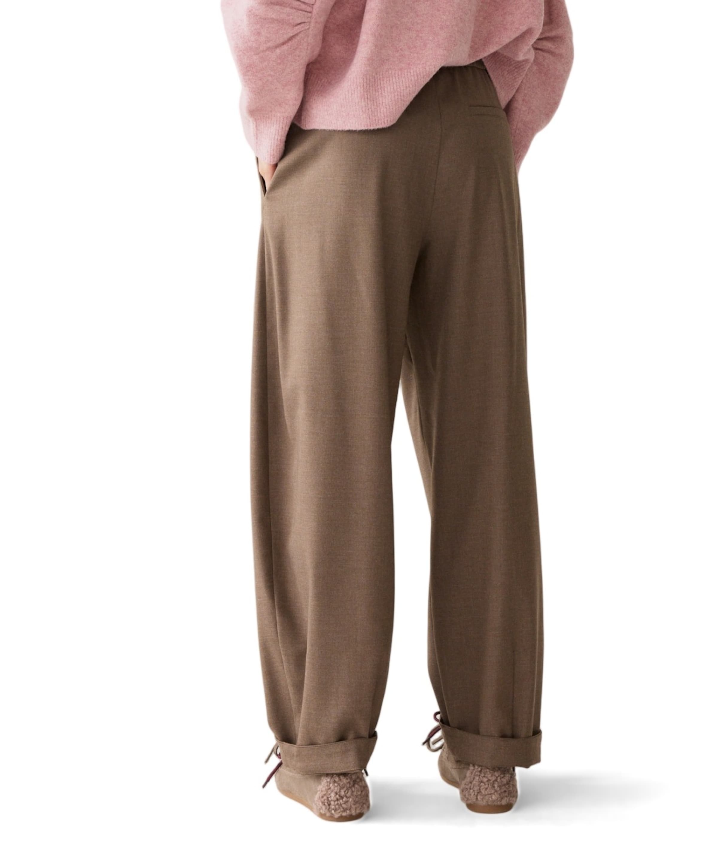 Summum Woman Trousers barrel fit Twill melange dames broek beige