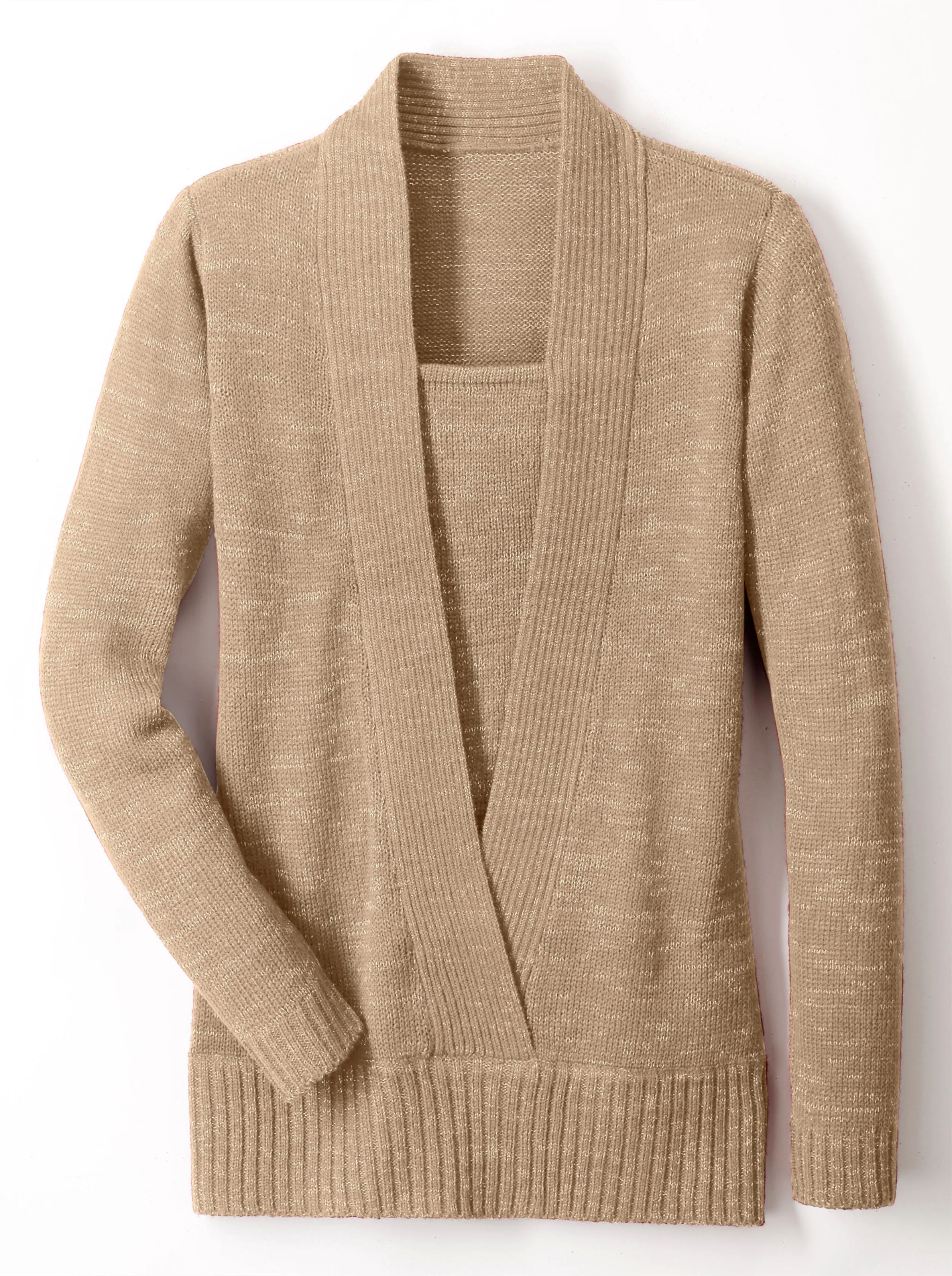 2-in-1-Pullover in goldfarben-meliert