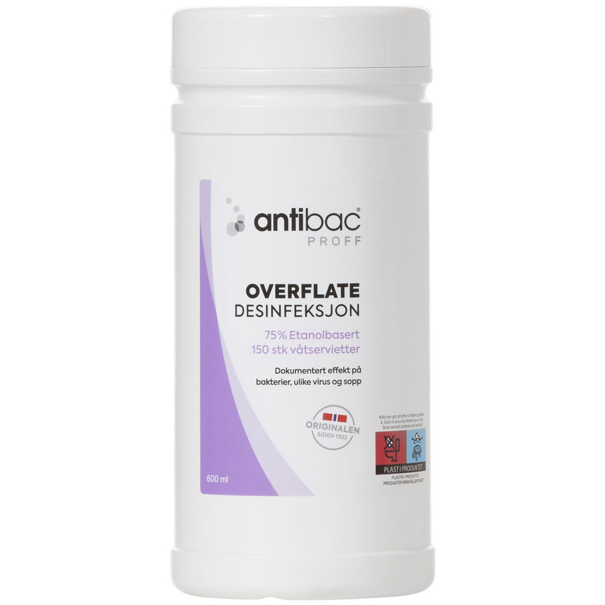 Antibac desinfiserende våtservietter overflate 150 stk