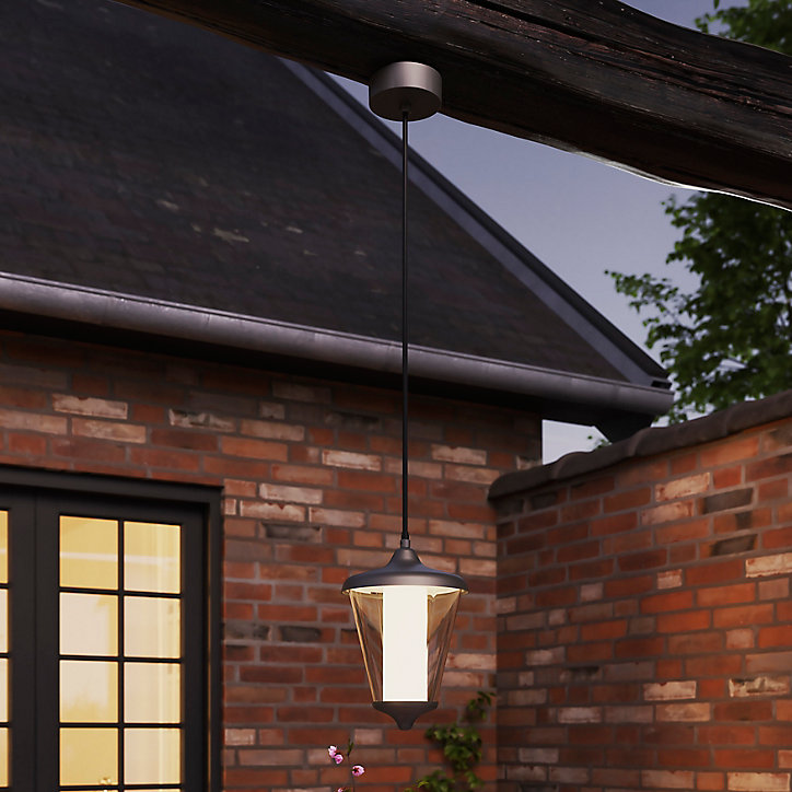 Suspension LED intégrée E27 Haro 1000lm 11W IP44 GoodHome gris anthracite