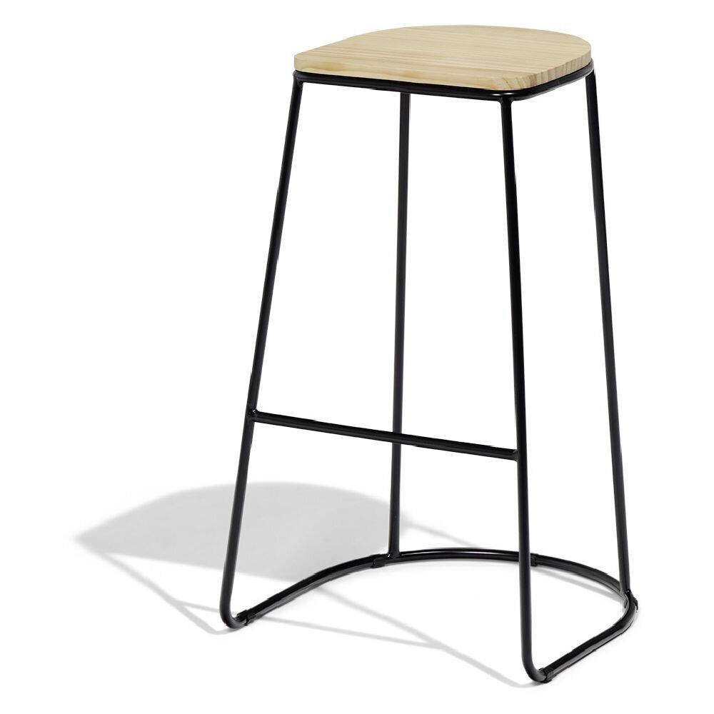 Tabouret de bar 32xH69,5x32cm pin et métal noir