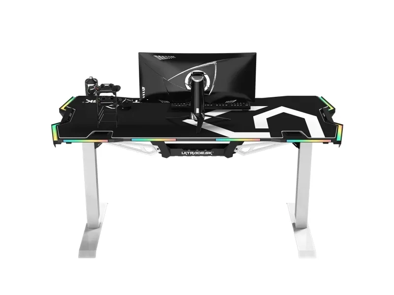 Ultradesk Force, Lige, Friform facon, Spil, Sort, Hvid, Rød/grøn/blå, 1660 mm