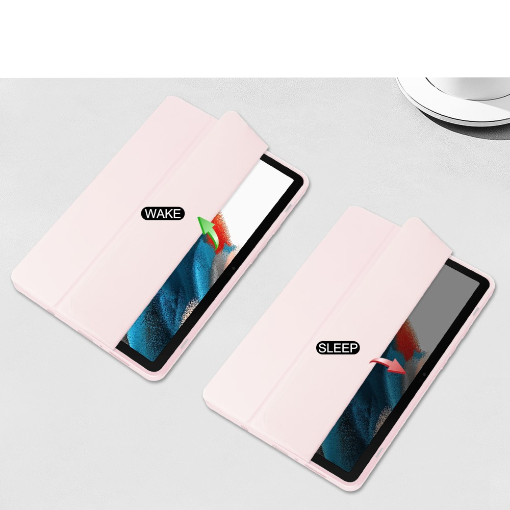 Samsung Galaxy Tab A11 / A9 Smart Cover Hybrid Hülle Leder Tasche Flip Cover   S-Pen Halterung - Hellblau / Transparent