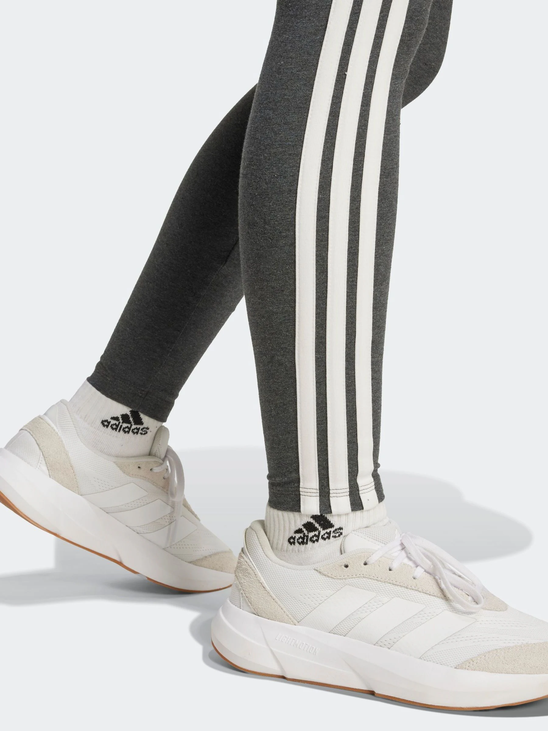 Grijs - adidas Essentials katoenen legging met 3 strepen