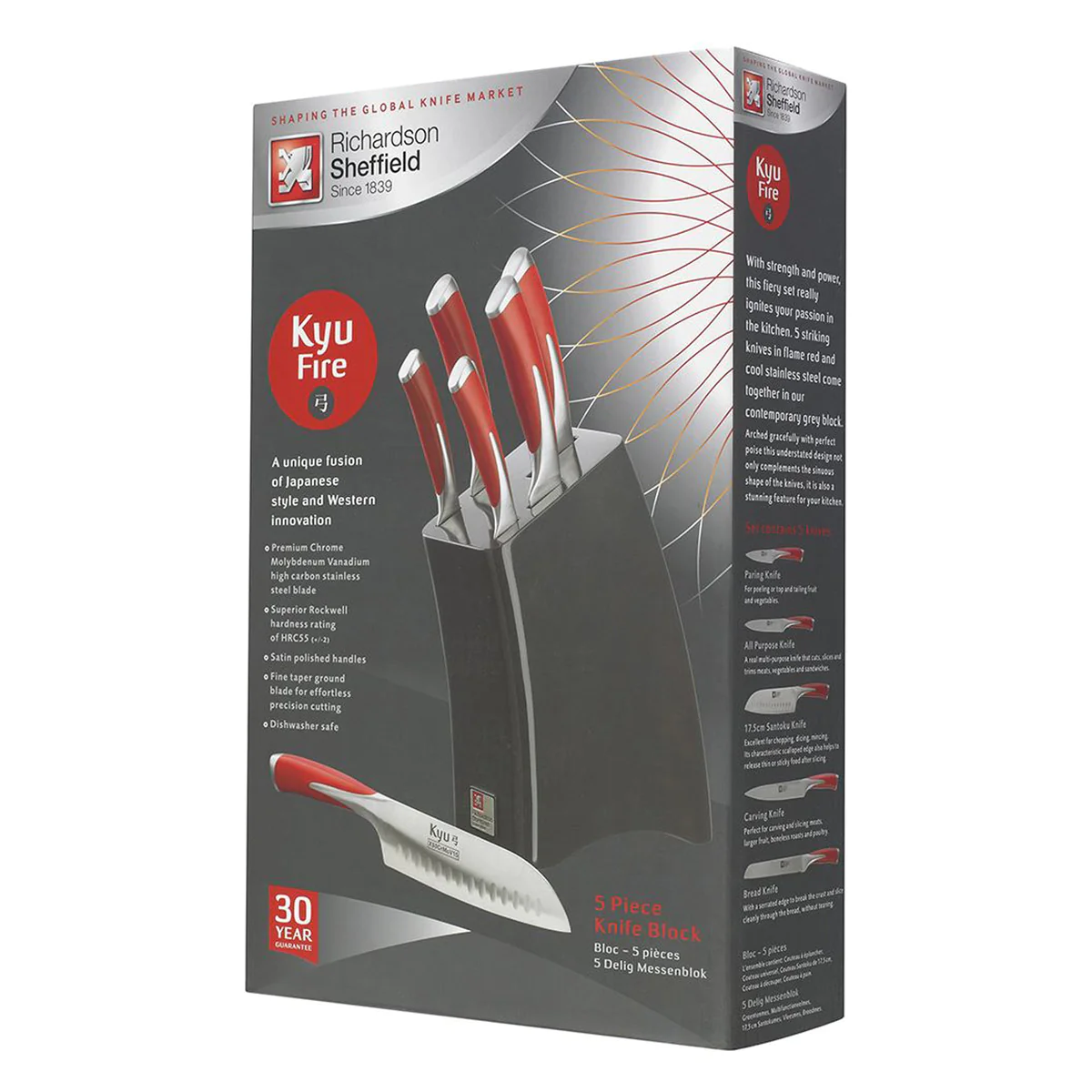 Kyu Fire - Bloc 5 couteaux de cuisine Richardson Sheffield