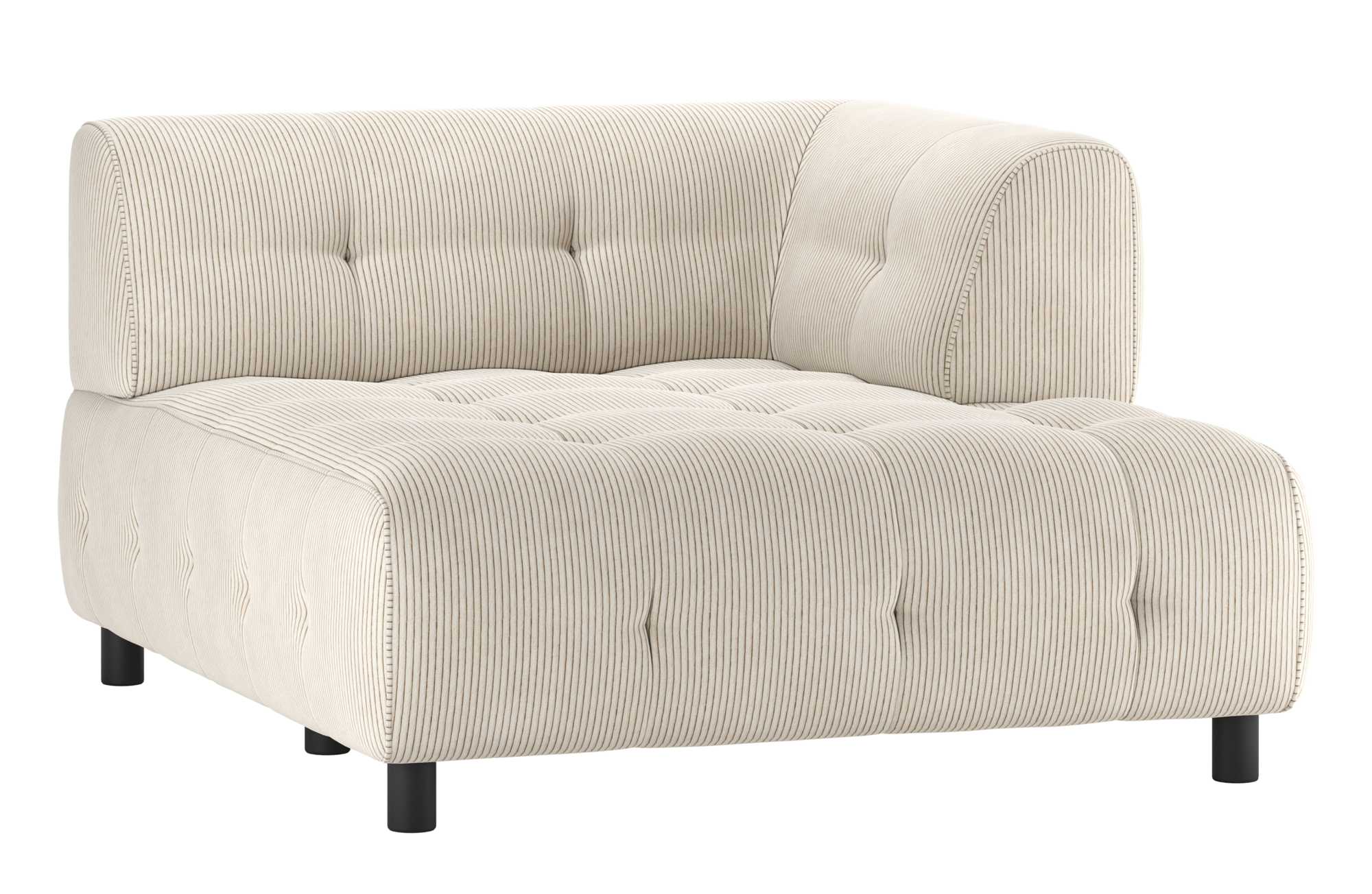 WOOOD 1,5-zits chaise longue met arm rechts Louis - Ribstof Louis 1,5-zits chaise longue met arm rechts Ribstof - Powder