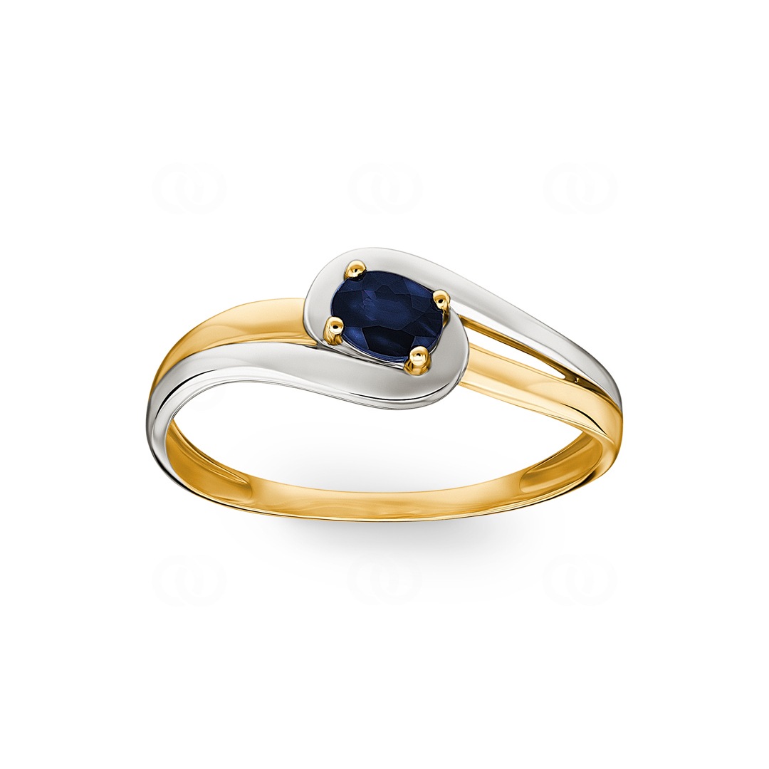 Damenring 750/18 K Gelbgold mit Saphir