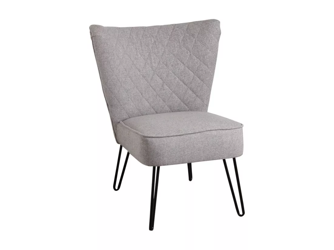 Fauteuil en polyester gris et métal Capiton