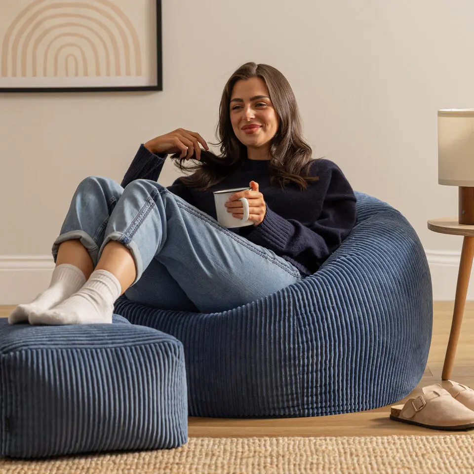 icon Zitzak en Poef Kingston - Corduroy Zitzak - Denimblauw