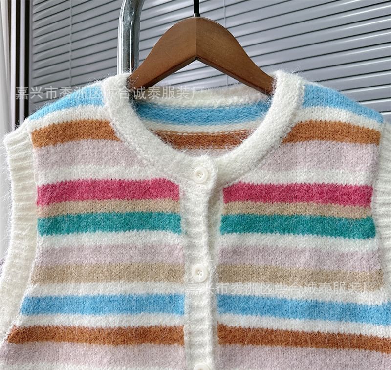 staybabes - Gestreept vest met ronde hals en knoopjes